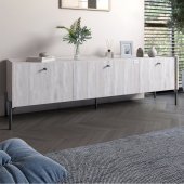 Тумба під телевізор на 3 шухляди LION Wood з чорними ніжками 160х65х40 см Самоа Димчастий (LION-043104) Тумба під телевізор на 3 шухляди LION Wood з чорними ніжками 160х65х40 см Самоа Димчастий (LION-043104)
