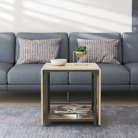Стіл журнальний трансформер Куб Комбо Ferrum-decor 540x532x500 Чорний метал ДСП - Дуб Сонома 16 мм (FRD-105153)