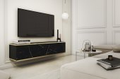 Тумба під телевізор навісна Perfect Home Оро / Oro 2-дверна RTV135 Чорний мармур роял (PFH-091358)