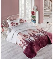 Покривало стьобане з наволочками Doga bordo бордовий 200х220 см svt-2000022233903