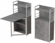 Стіл книжка з етажеркою Практик 1 Ferrum-decor 1200x640x990 Білий метал ДСП Бетон 16 мм (FRD-104624)