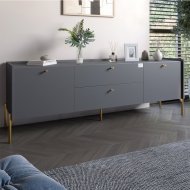 Тумба під телевізор з шухлядами LION Wood з золотими ніжками 160х65х40 см Антрацит (LION-043106)