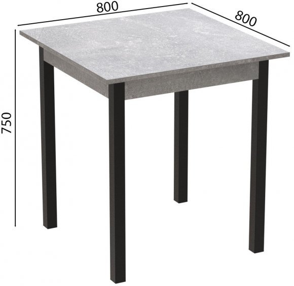 Стіл кухонний Ferrum-decor Дієго 75x80x80 Чорний ДСП Бетон 16мм (FRD-105578)