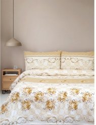 Постільна білизна Ranforce Tracery бежевий євро 200х220 см