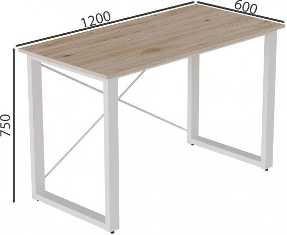Письмовий стіл Ferrum-decor Драйв 750x1200x600 Білий метал ДСП Дуб Сан-Марино 16 мм (FRD-103123)