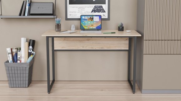 Письмовий стіл із ящиками Ferrum-decor Оскар 750x1400x600 метал Чорний ДСП Бетон 16 мм (FRD-103240) Письмовий стіл із ящиками Ferrum-decor Оскар 750x1400x600 метал Чорний ДСП Бетон 16 мм (FRD-103240)
