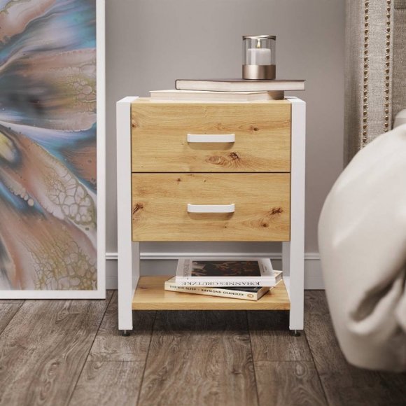 Тумба універсальна Ferrum-decor Вів'єн 2/1 50x41x40 білий ДСП Дуб Сан-Марино 16мм (FRD-104177) Тумба універсальна Ferrum-decor Вів'єн 2/1 50x41x40 білий ДСП Дуб Сан-Марино 16мм (FRD-104177)