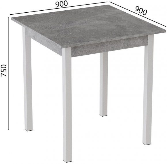 Стіл кухонний Ferrum-decor Дієго 75x90x90 Білий ДСП Бетон 16мм (FRD-105579) Стіл кухонний Ferrum-decor Дієго 75x90x90 Білий ДСП Бетон 16мм (FRD-105579)