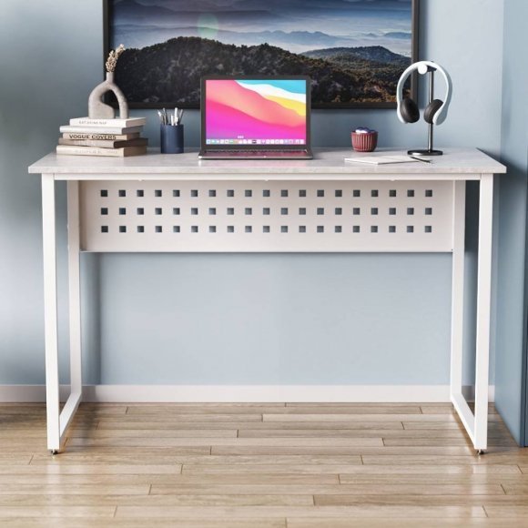 Стіл письмовий Майк Ferrum-decor 75x100x60 Білий метал ДСП Бетон 16 мм (FRD-106508) Стіл письмовий Майк Ferrum-decor 75x100x60 Білий метал ДСП Бетон 16 мм (FRD-106508)
