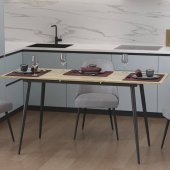 Стіл кухонний розкладний Данді на конусних ногах Ferrum-decor 75x120 160)x70 Чорний метал ДСП Дуб Сонома 16 мм (FRD-106780)