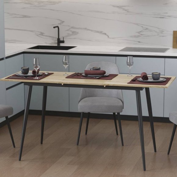 Стіл кухонний розкладний Данді на конусних ногах Ferrum-decor 75x120 160)x70 Чорний метал ДСП Дуб Сонома 16 мм (FRD-106780) Стіл кухонний розкладний Данді на конусних ногах Ferrum-decor 75x120 160)x70 Чорний метал ДСП Дуб Сонома 16 мм (FRD-106780)