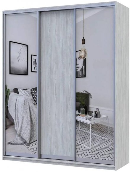 Шафа-купе Doros City Light Сосна Натти 1 ДСП / 2 дзеркала 225х60х225 (DRS-011972)