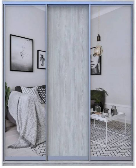 Шафа-купе Doros City Light Сосна Натти 1 ДСП / 2 дзеркала 225х60х225 (DRS-011972)
