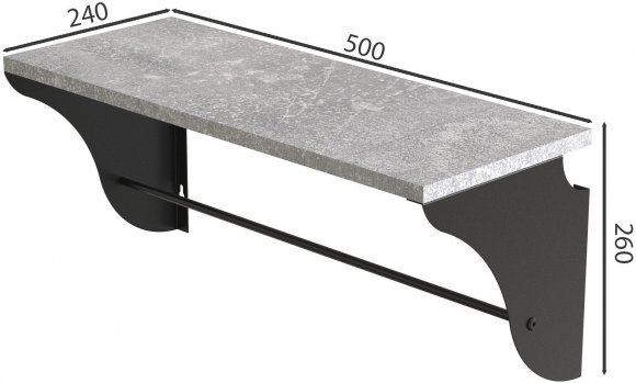 Настінна полиця Ferrum-decor Комфі 260x500x240 метал Чорний ДСП Бетон 16 мм (FRD-102722) Настінна полиця Ferrum-decor Комфі 260x500x240 метал Чорний ДСП Бетон 16 мм (FRD-102722)