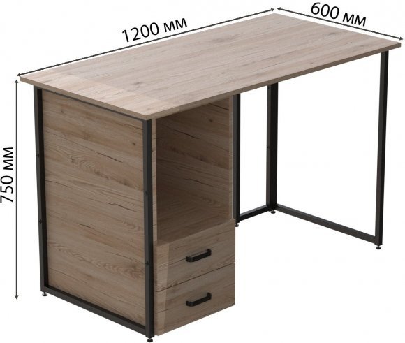 Комп'ютерний стіл Ferrum-decor Отто 76x120x60 чорний ДСП Дуб Сан-Марино 32мм (FRD-103579)