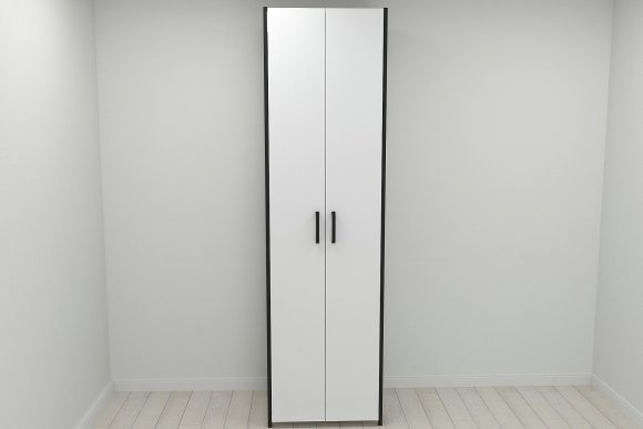Шафа Гардероб Уні секція 6 серії Конект Ferrum-decor 220x60x50см Чорний метал ДСП Білий 16 мм (FRD-104571)