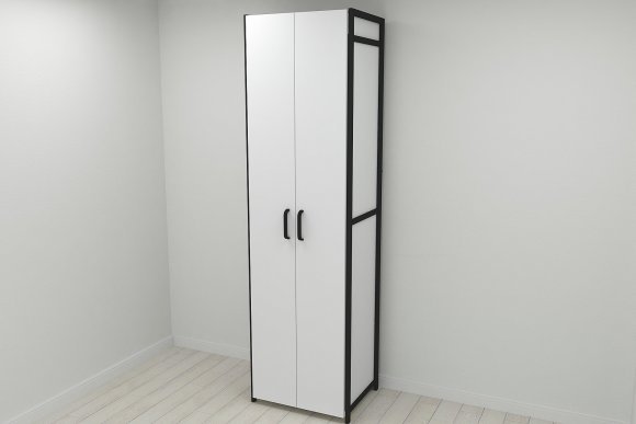 Шафа Гардероб Уні секція 6 серії Конект Ferrum-decor 220x60x50см Чорний метал ДСП Білий 16 мм (FRD-104571)