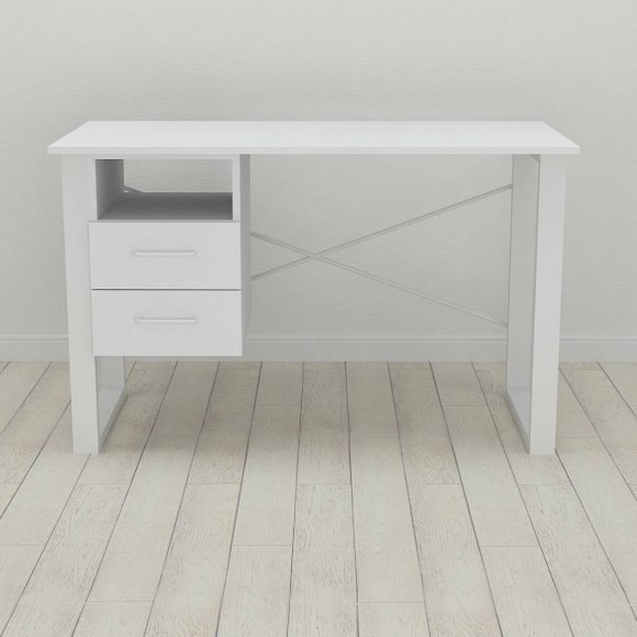 Письмовий стіл із ящиками Ferrum-decor Оскар 750x1400x600 метал Білий ДСП Біле 16 мм (FRD-103241)