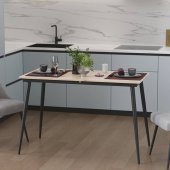 Стіл кухонний розкладний Данді на конусних ногах Ferrum-decor 75x120 160)x70 Чорний метал ДСП Дуб Сан-Марино 16 мм (FRD-106782)