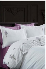 Постільна білизна сатин з вишивкою Lavender євро svt-2000022294867