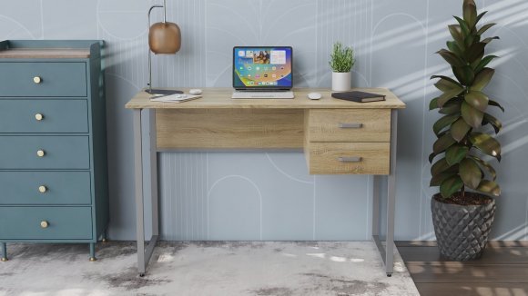 Письмовий стіл Ferrum-decor Дакота 75x140x70 сірий ДСП Дуб Сонома 16мм (FRD-102349)