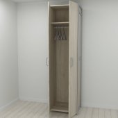 Шафа Гардероб Уні секція 6 серії Конект Ferrum-decor 220x60x50см Сірий метал ДСП Дуб Сонома 16 мм (FRD-104577)