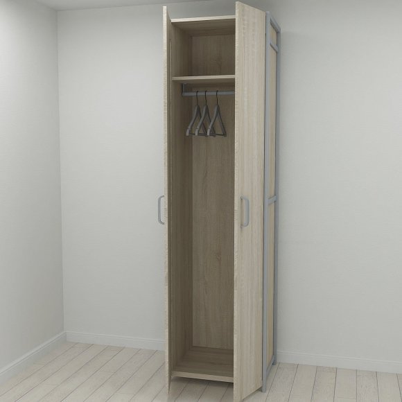 Шафа Гардероб Уні секція 6 серії Конект Ferrum-decor 220x60x50см Сірий метал ДСП Дуб Сонома 16 мм (FRD-104577)