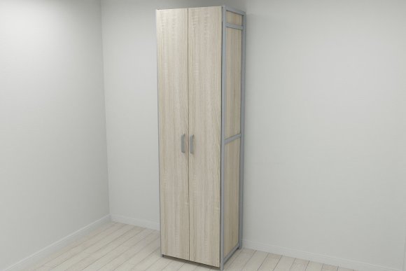 Шафа Гардероб Уні секція 6 серії Конект Ferrum-decor 220x60x50см Сірий метал ДСП Дуб Сонома 16 мм (FRD-104577)