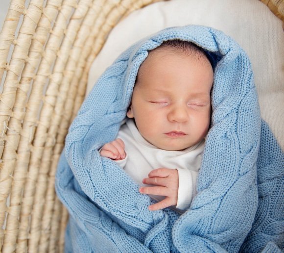 Плед плетений Premium Merino 80x100 см Baby Blue lullalove-0654 Плед плетений Premium Merino 80x100 см Baby Blue lullalove-0654