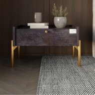 Тумба приліжкова LION Wood з однією шухлядою Бетон темний (золоті ножки) (LION-041310)