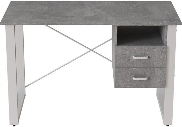 Письмовий стіл із ящиками Ferrum-decor Оскар 750x1400x600 метал Білий ДСП Бетон 16 мм (FRD-103247)