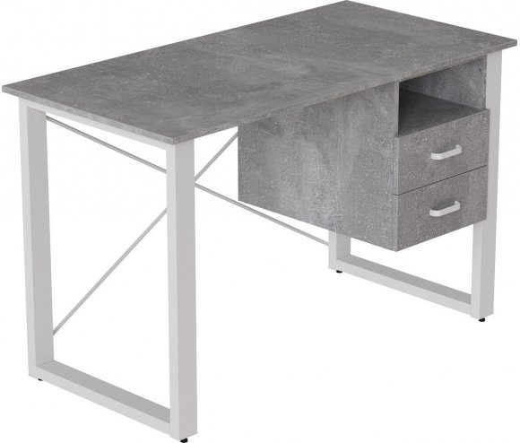 Письмовий стіл із ящиками Ferrum-decor Оскар 750x1400x600 метал Білий ДСП Бетон 16 мм (FRD-103247)