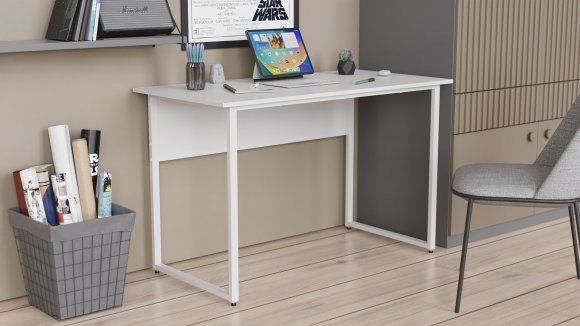 Письмовий стіл із ящиками Ferrum-decor Оскар 750x1400x600 метал Білий ДСП Бетон 16 мм (FRD-103247)