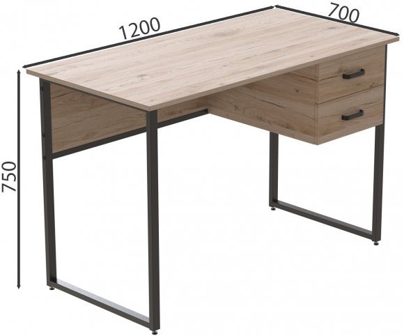 Комп'ютерний стіл Ferrum-decor Дакота 75x120x70 чорний ДСП Дуб Сан-Марино 16мм (FRD-101947)