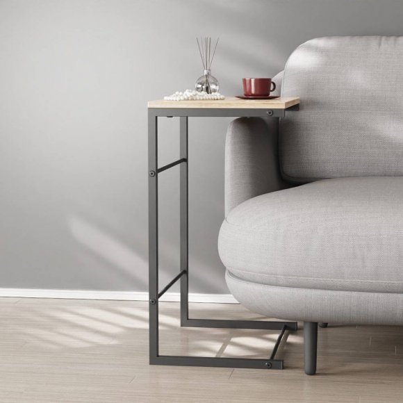 Столик приставний Террі Ferrum-decor 650x440x330 Чорний метал ДСП Дуб Сан-Марино 16 мм (FRD-104649)