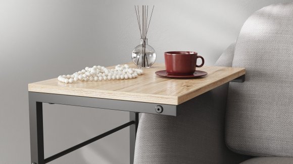 Столик приставний Террі Ferrum-decor 650x440x330 Чорний метал ДСП Дуб Сан-Марино 16 мм (FRD-104649)