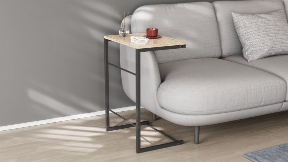 Столик приставний Террі Ferrum-decor 650x440x330 Чорний метал ДСП Дуб Сан-Марино 16 мм (FRD-104649)