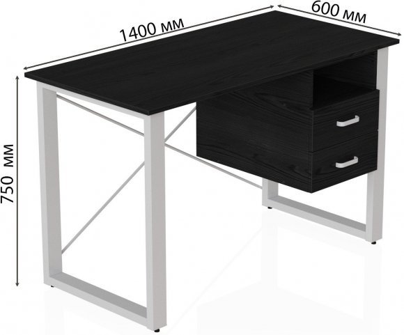 Письмовий стіл із ящиками Ferrum-decor Оскар 750x1400x600 метал Білий ДСП Сосна Кембра 16 мм (FRD-103243)