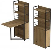Стіл книжка з етажеркою Практик 2 Ferrum-decor 1555x640x990 Чорний метал ДСП Дуб Артизан 16 мм (FRD-104630)