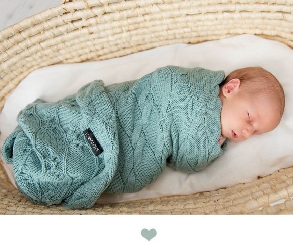 Плед плетений Premium Merino 80x100 см Sage lullalove-6661