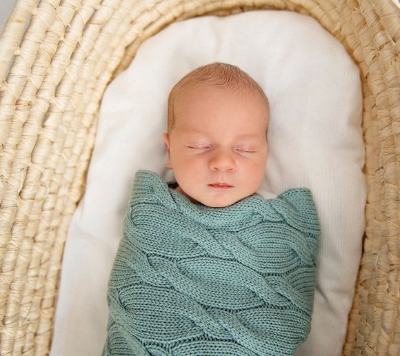 Плед плетений Premium Merino 80x100 см Sage lullalove-6661