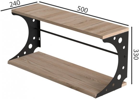 Настінна полиця Ferrum-decor Букін 330x500x240 метал Чорний ДСП Дуб Сан-Марино 16 мм (FRD-102843) Настінна полиця Ferrum-decor Букін 330x500x240 метал Чорний ДСП Дуб Сан-Марино 16 мм (FRD-102843)