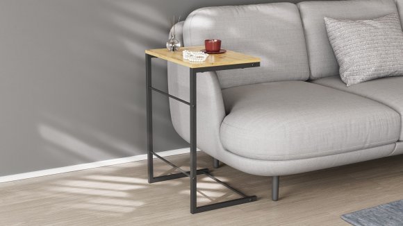Столик приставний Террі Ferrum-decor 650x440x330 Чорний метал ДСП Дуб Артизан 16 мм (FRD-104653)