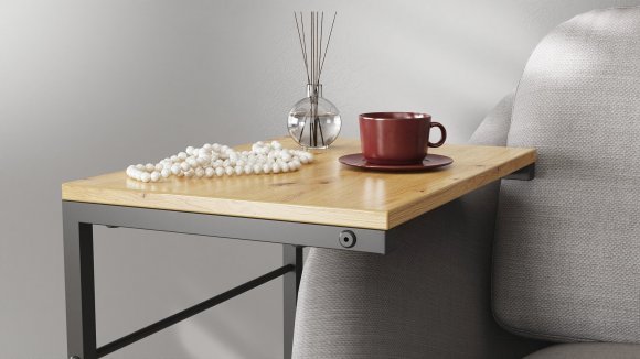 Столик приставний Террі Ferrum-decor 650x440x330 Чорний метал ДСП Дуб Артизан 16 мм (FRD-104653)