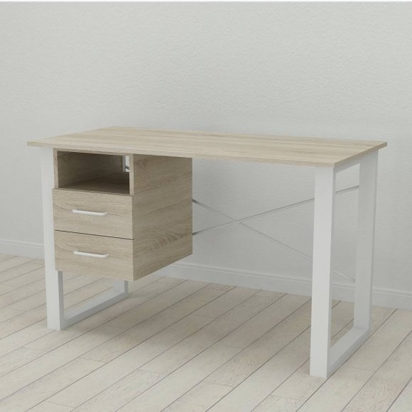 Письмовий стіл із ящиками Ferrum-decor Оскар 750x1400x600 метал Білий ДСП Дуб Сонома 16 мм (FRD-103244)