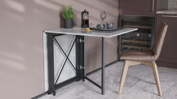 Стіл-книга трансформер Оріон 2 Ferrum-decor 750x1520x730 Чорний метал ДСП Бетон 16 мм (FRD-104589) Стіл-книга трансформер Оріон 2 Ferrum-decor 750x1520x730 Чорний метал ДСП Бетон 16 мм (FRD-104589)