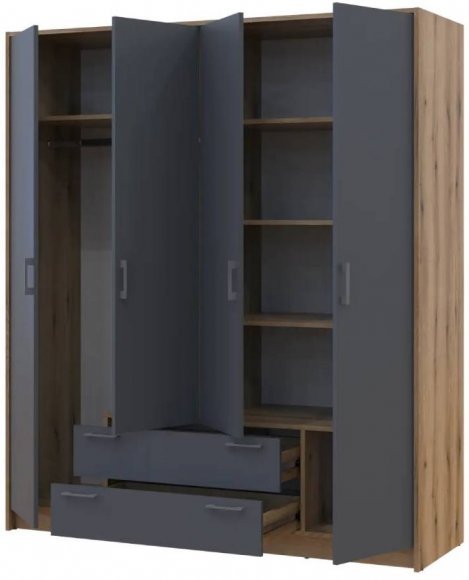 Шафа для одягу Doros Ронді Дуб Артизан/Графіт 4ДСП 160х52х195 DRS-011659 (80737824) Шафа для одягу Doros Ронді Дуб Артизан/Графіт 4ДСП 160х52х195 DRS-011659 (80737824)