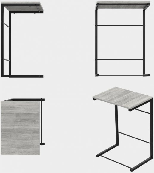 Столик приставний Террі Ferrum-decor 650x440x330 Чорний метал ДСП Бетон 16 мм (FRD-104654)