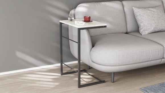 Столик приставний Террі Ferrum-decor 650x440x330 Чорний метал ДСП Бетон 16 мм (FRD-104654)