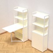 Стіл книжка з етажеркою Практик 2 Ferrum-decor 1555x640x990 Білий метал ДСП Біле 16 мм (FRD-104632)